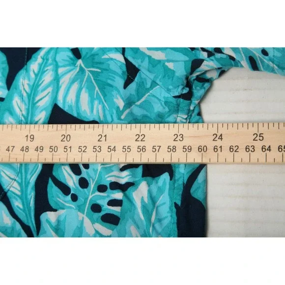 Kenny Flowers Shirt Mens 2XL Blue Floral Rayon Short Sleeve Button Up Island